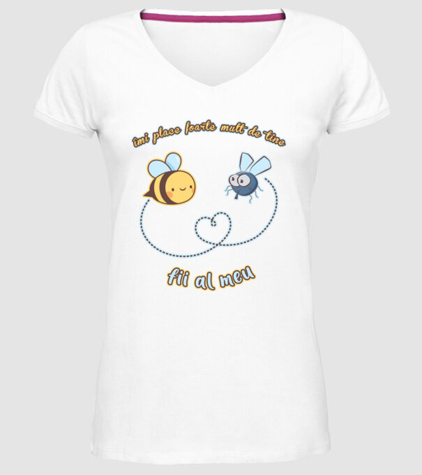 îmi place foarte mult de tine - fii al meu model alb pe tricou