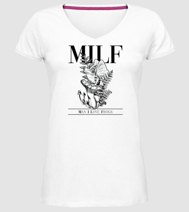 MILF man i love frogs model alb pe tricou