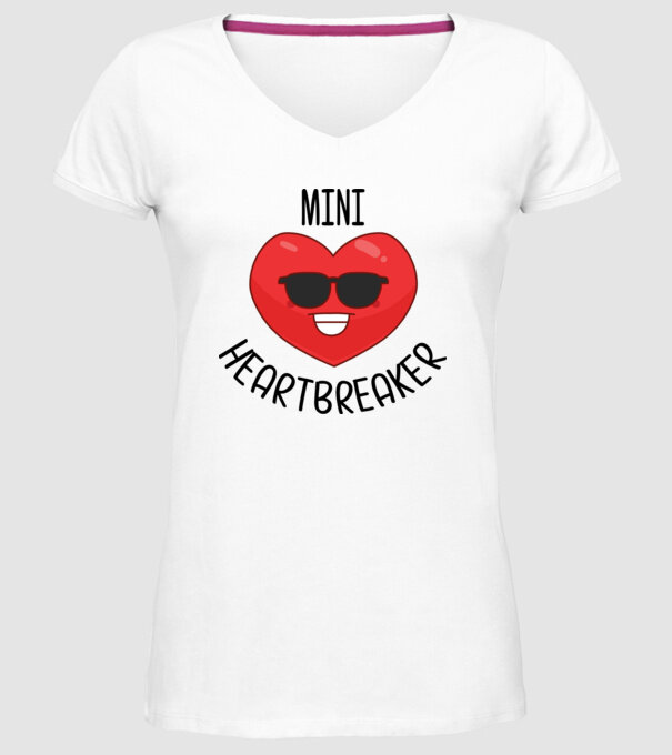 mini heartbreaker model alb pe tricou