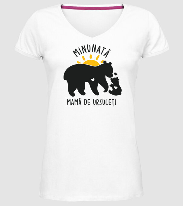 Minunată mamă de ursuleți model alb pe tricou