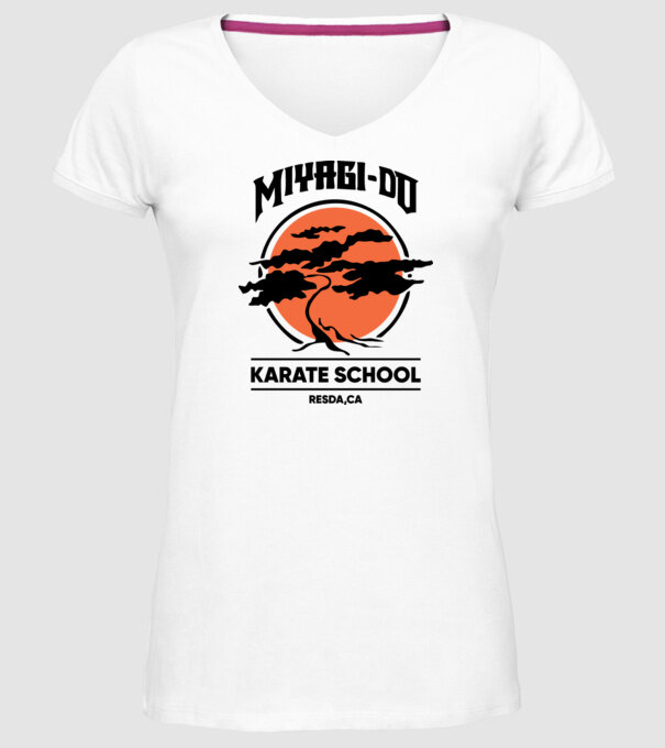 Miyagi-do karate school model alb pe tricou