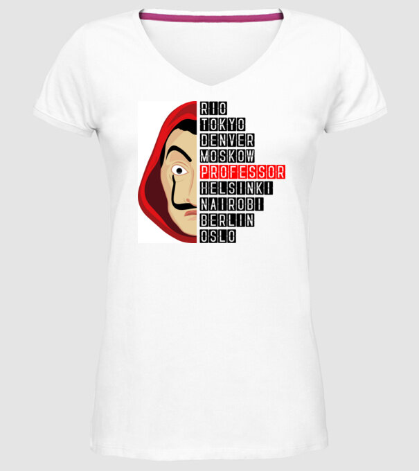 money heist cities model alb pe tricou