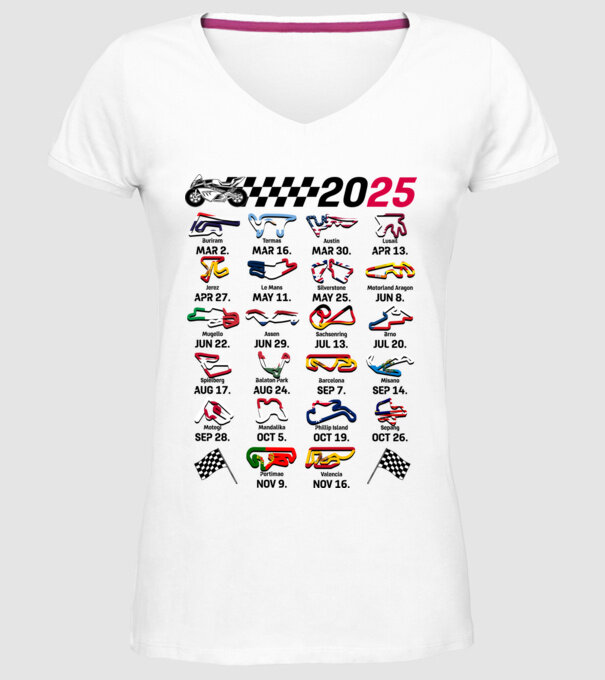 MOTOGP 25 CALENDAR alb model alb pe tricou