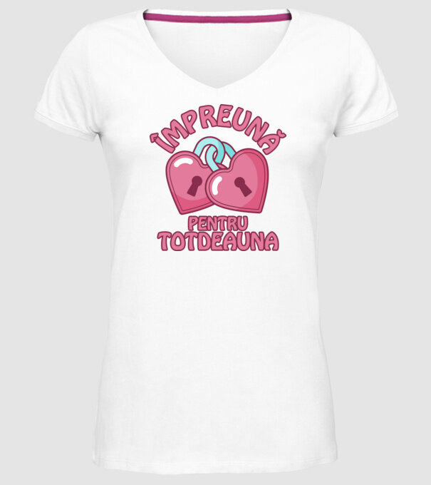 mpreună pentru totdeauna model alb pe tricou