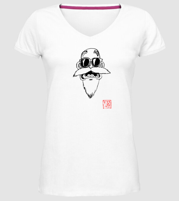 muten roshi art model alb pe tricou