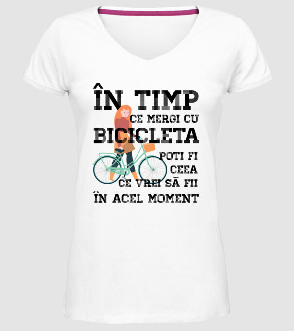 în timp ce mergi cu bicicleta poți fi ceea ce vrei să fii - în acel moment model alb pe tricou
