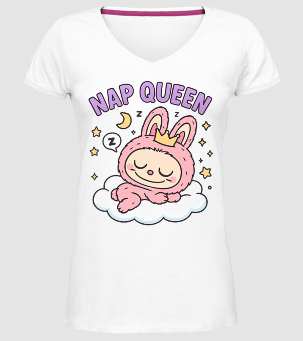 Nap Queen model alb pe tricou
