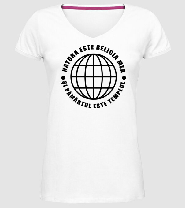 Natura este religia mea model alb pe tricou