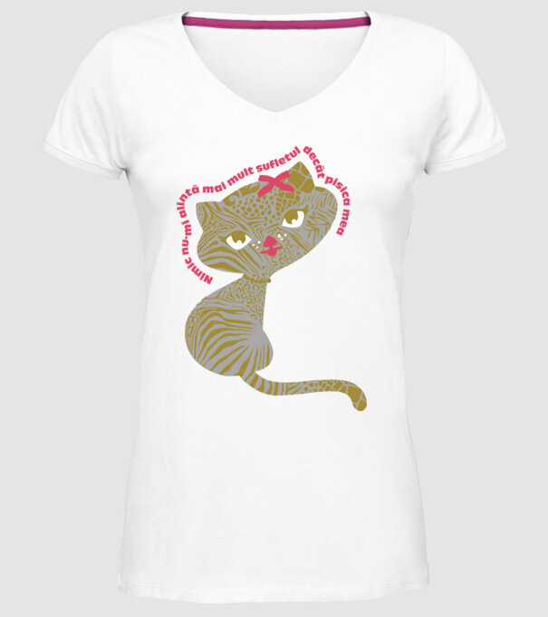 Nimic nu-mi alintă mai mult sufletul decât pisica mea model alb pe tricou