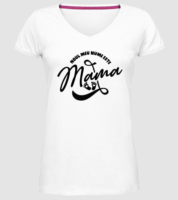Noul meu nume este Mama model alb pe tricou