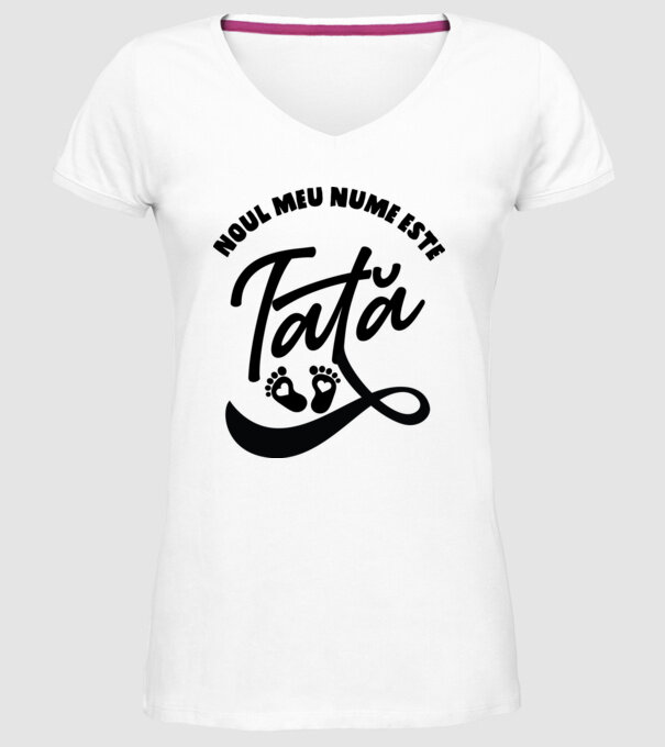 Noul meu nume este Tată model alb pe tricou