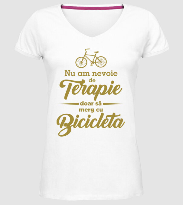 nu am nevoie de terapie, doar să merg cu bicicleta model alb pe tricou