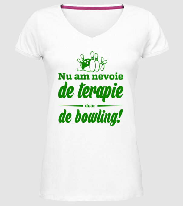 nu am nevoie de terapie doar de bowling model alb pe tricou