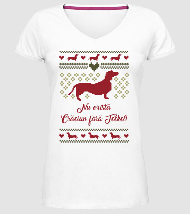 nu există Crăciun fără Teckel model alb pe tricou