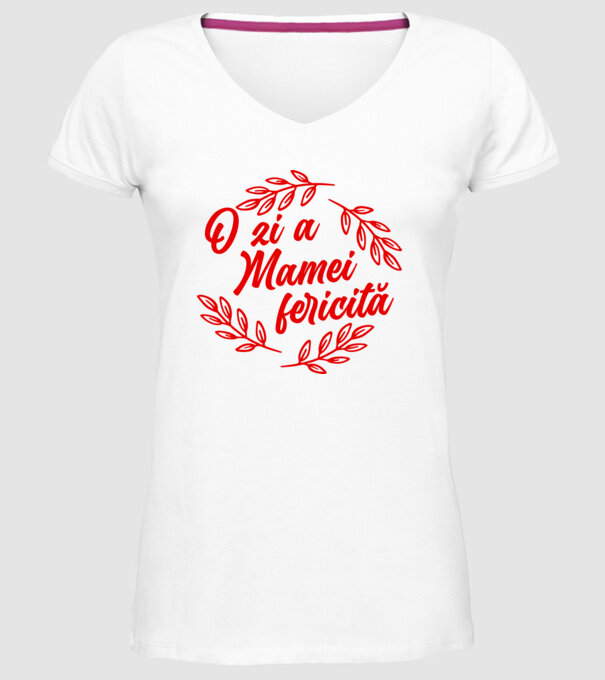 O zi a mamei fericită model alb pe tricou