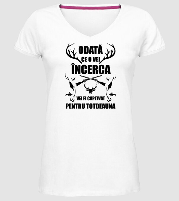 odată ce o vei încerca, vei fi captivat pentru totdeauna model alb pe tricou