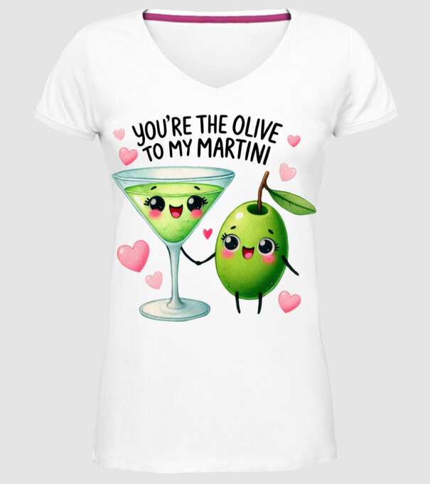 Olive to my Martini model alb pe tricou