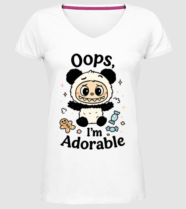 Oops, I'm adorable model alb pe tricou