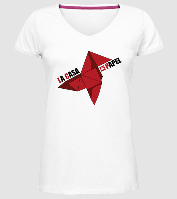 origami la casa de papel white model alb pe tricou