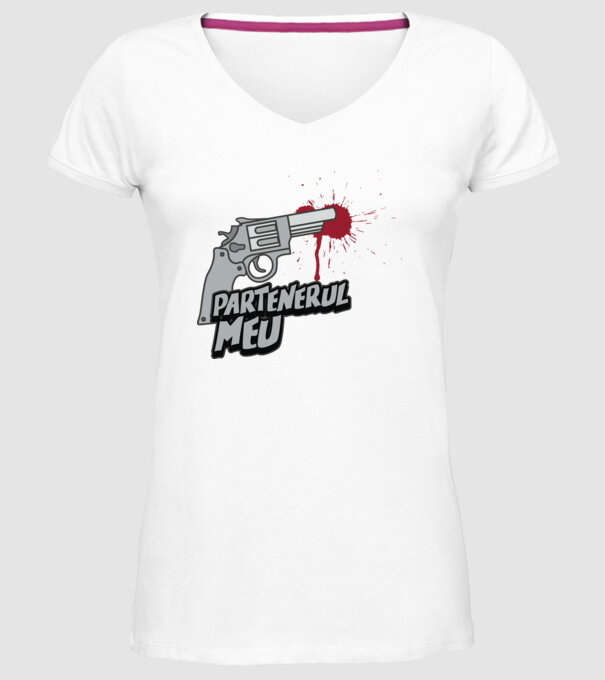 partenerul meu model alb pe tricou