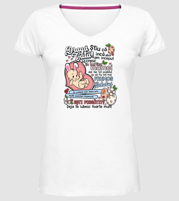 Paști Dragă tată model alb pe tricou