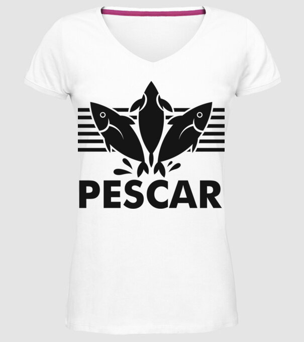 Pescar original model alb pe tricou