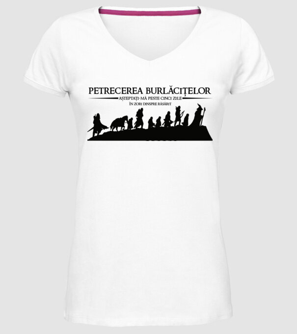 petrecerea burlăcițelor - așteptați-mă peste cinci zile - în zori dinspre răsărit model alb pe tricou