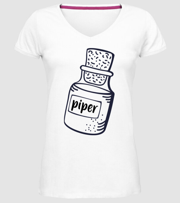 piper model alb pe tricou
