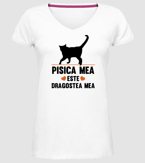 Pisica mea este dragostea mea model alb pe tricou