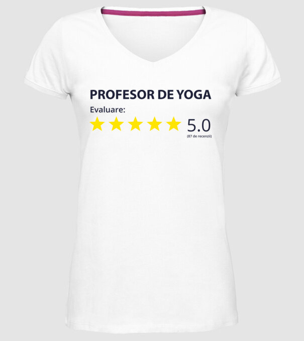 profesor de yoga evaluare model alb pe tricou