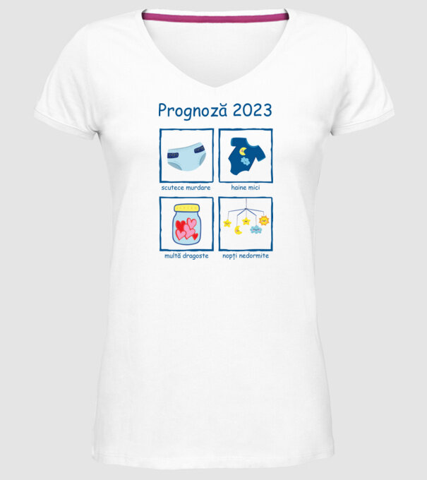 Prognoză 2023 model alb pe tricou