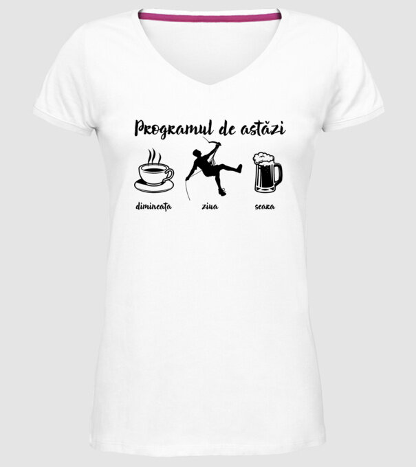 programul de astăzi: dimineața, ziua, seara model alb pe tricou