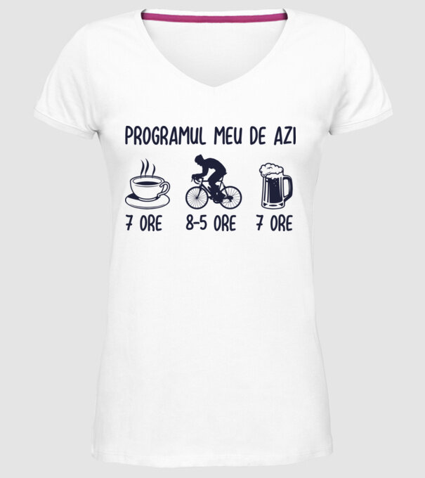 Programul meu de azi: 7 ore, 8-5 ore, 7 ore model alb pe tricou
