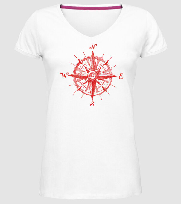 Puncte cardinale model alb pe tricou
