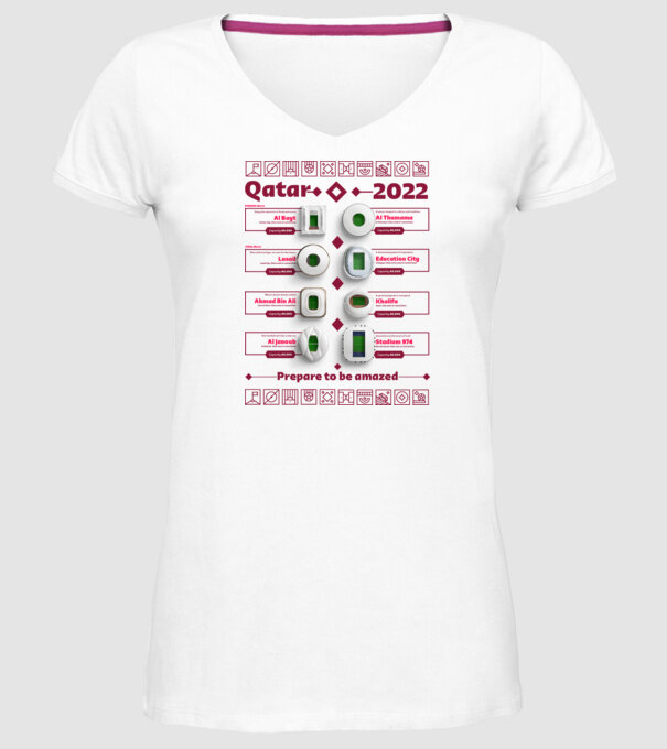 Qatar 2022 Stadiums white model alb pe tricou