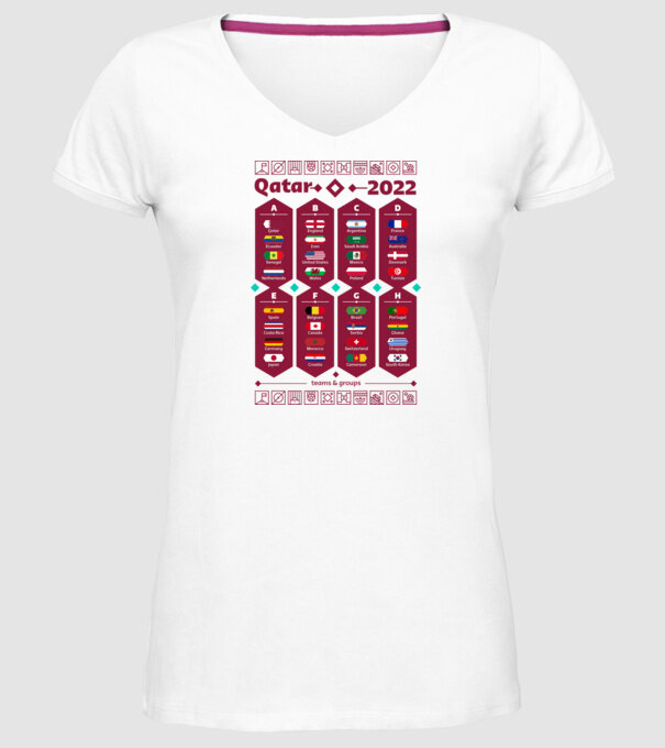 Qatar 2022 teams - groups white model alb pe tricou