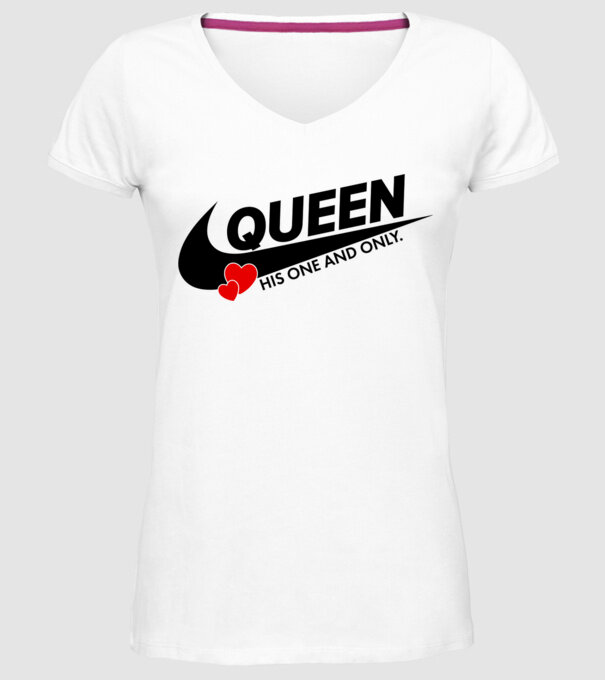Queen model alb pe tricou