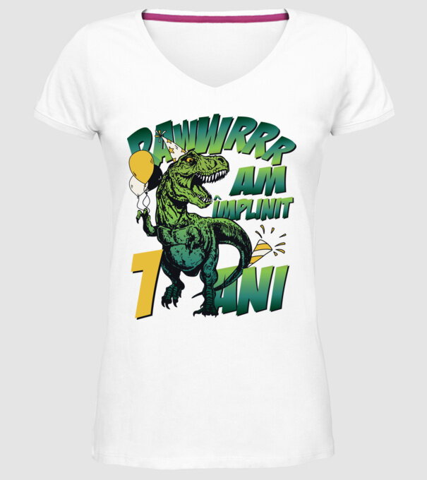 Rawr Am împlinit 1 an model alb pe tricou