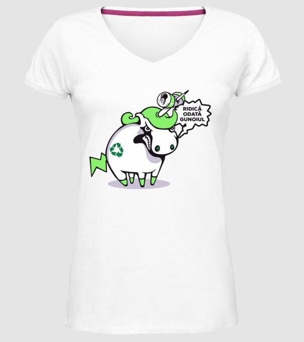 Ridică odată gunoiul model alb pe tricou