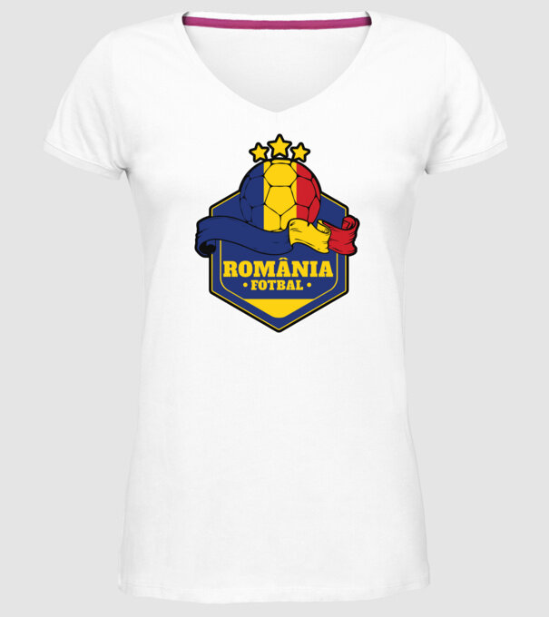 România Fotbal model alb pe tricou