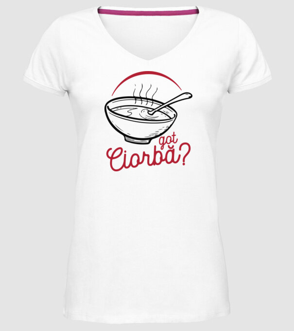 România Got ciorbă model alb pe tricou