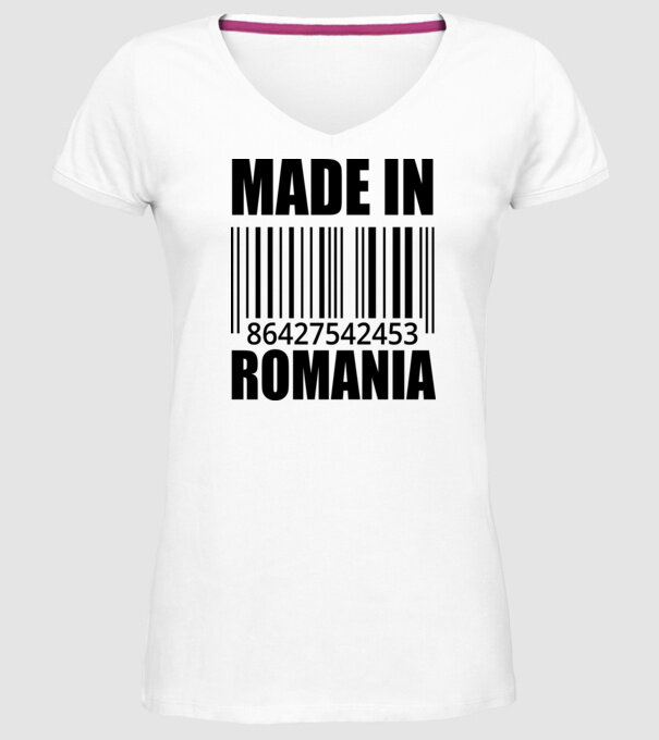 România made in model alb pe tricou