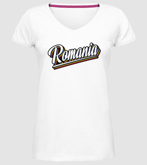 România retro model alb pe tricou