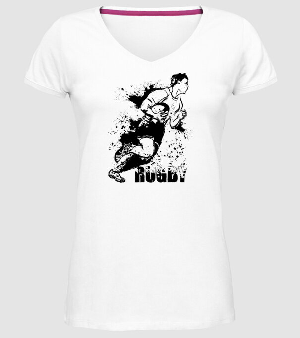 Rugby model alb pe tricou