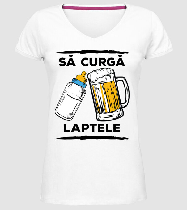 să curgă laptele! model alb pe tricou