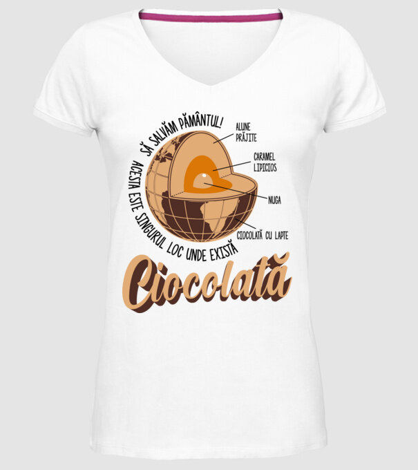 să salvăm Pământul! acesta este singurul loc unde există ciocolată - alune prăjite, caramel lipicios, nuga, ciocolată cu lapte model alb pe tricou