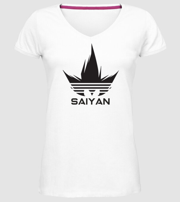 saiyan logo model alb pe tricou
