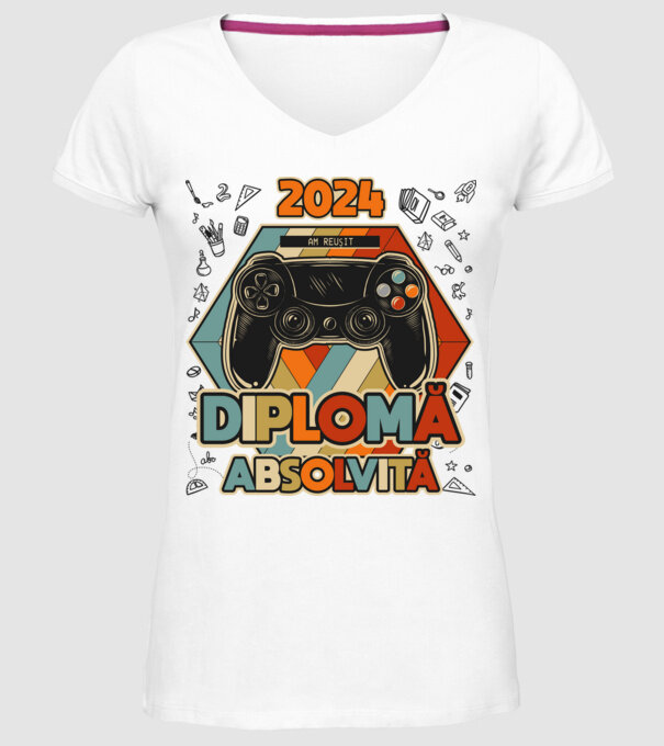 școala generală diplomă model alb pe tricou