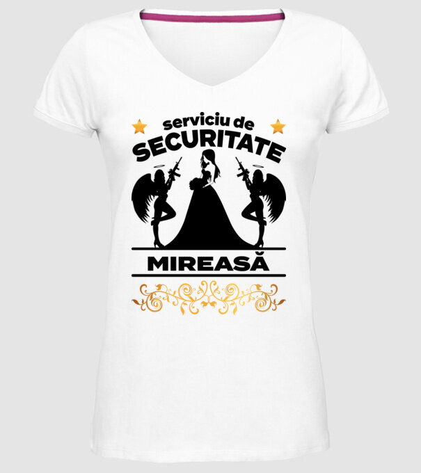 serviciu de securitate mireasă model alb pe tricou