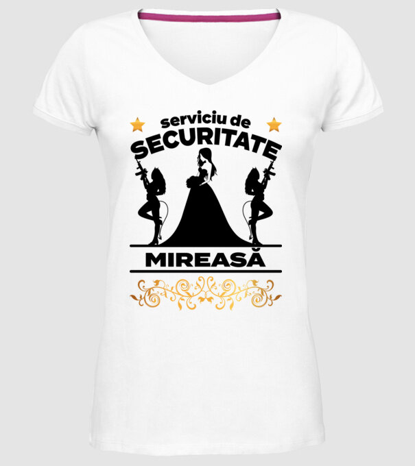 serviciu de securitate mireasă model alb pe tricou